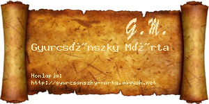 Gyurcsánszky Márta névjegykártya